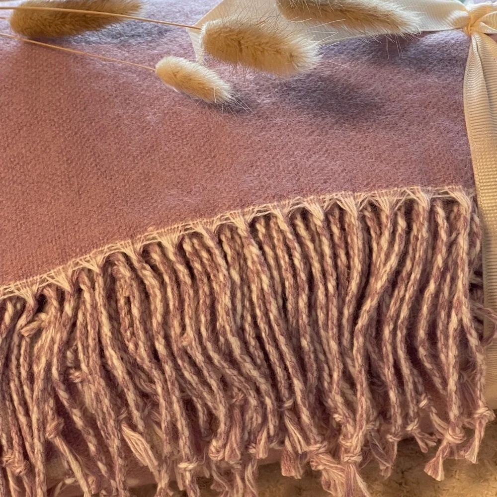 HOME REFLECTIONS Dot Throw with Fringe reversible In Lilac - Picture 11 of 13